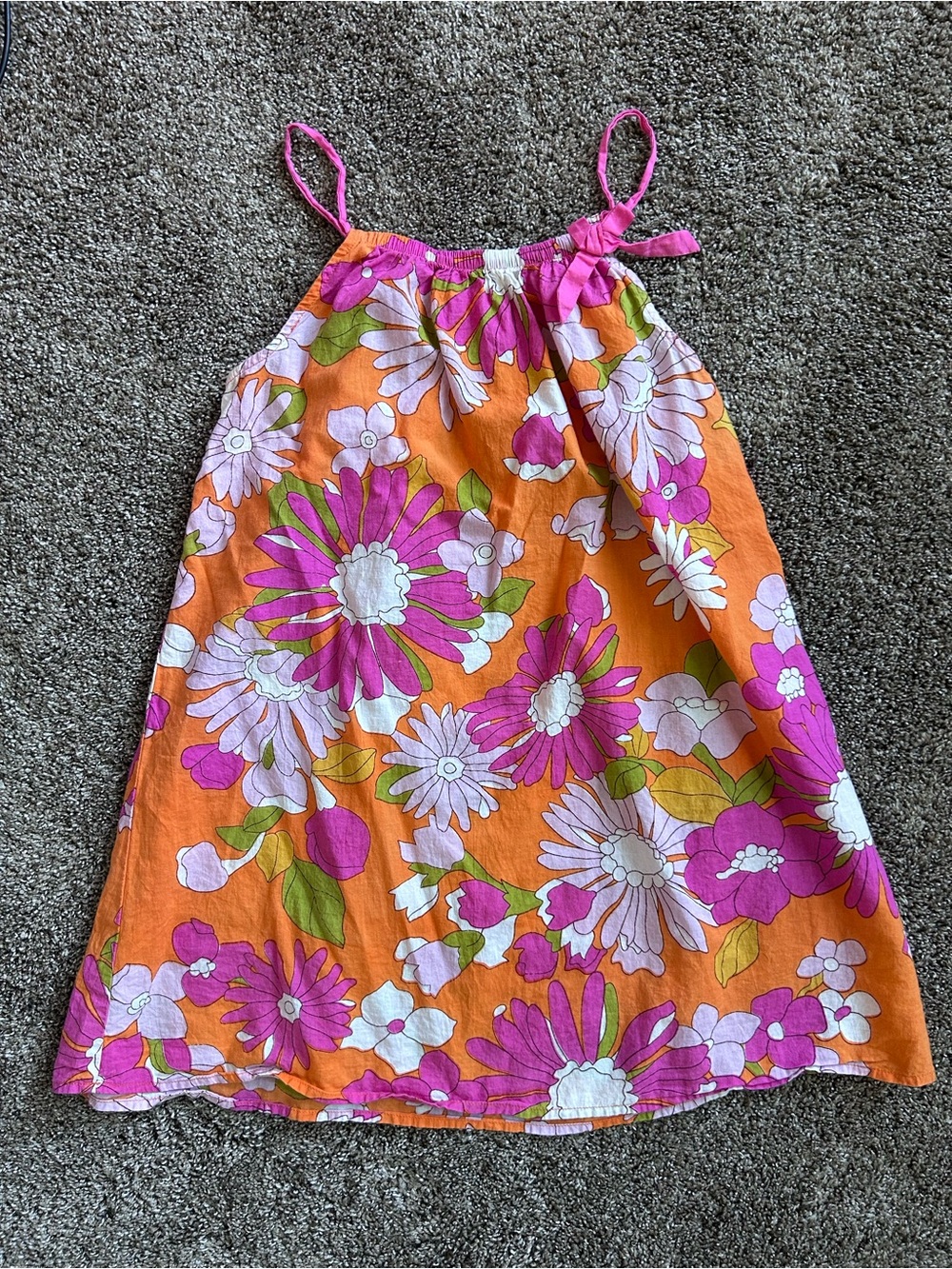 Orange Floral Sundress with Pink and White Flowers Size 12y